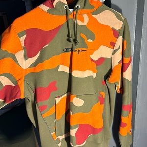 Champion Orange and Green Camo Hoodie-Size Small-Men’s